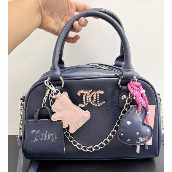 Juicy Couture Handbags - NWT Juicy Couture Juicify Satchel Regal Blue Detachable Charms Crossbody
